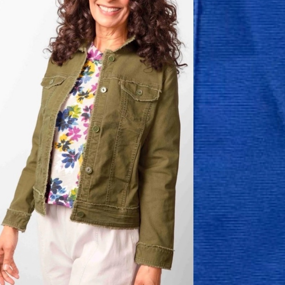 * New Habitat Sz XL BLUE Camille Canvas Jean JackeT